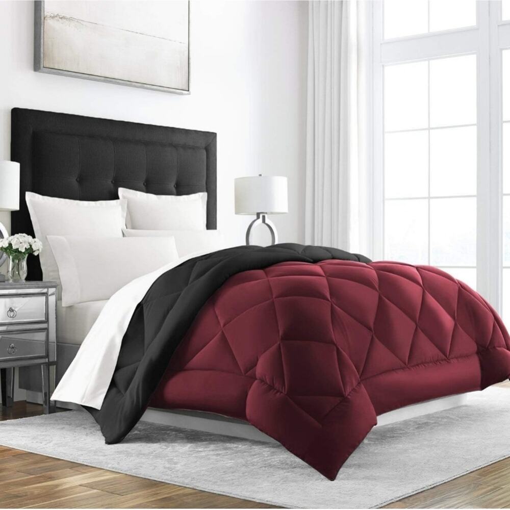 SLEEP RESTORATION BLACK/RED REVERSIBLE DOWN ALTERNATIVE COMFORTER TWIN/TWIN XL